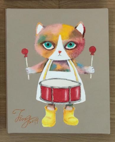 家菁 - 打鼓貓-混合媒材