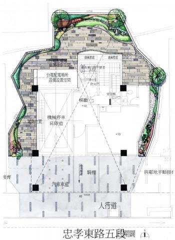 青哲景觀設計有限公司 - 忠孝東路辦公大樓-手繪景觀平面設計