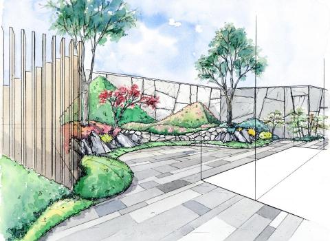 青哲景觀設計有限公司 - 忠孝東路辦公大樓-手繪景觀設計意象圖