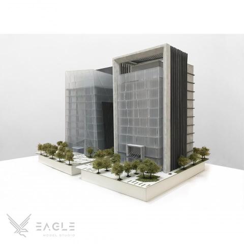 Eagle模型事務所 - 建築模型 / 雷射切割 - ➤辦公大樓 - 建築模型
極盡所能地替建築師呈現外牆紋路，歷經幾十次的重新噴漆、刷塗，最後終於表現出最有質感的石材表現！