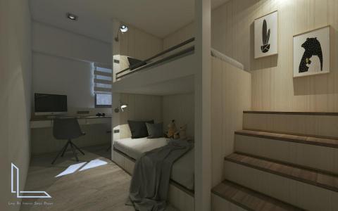 櫳澤室內空間設計 - 現代人少子化個個都是父母的小寶貝，一定把最好的給孩子，
但在有限空間中如何在溫馨的家中給予孩子有獨立閱讀空間及休息的房間，
作為父母的你選擇是?上下鋪或獨立加大床空間?

