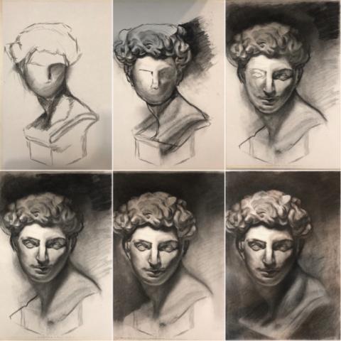 姍姍美術老師 - 老師作品（炭筆素描）大學時期