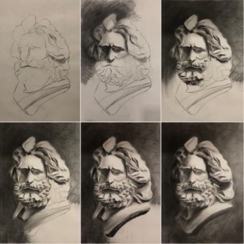 姍姍美術老師 - 老師作品（炭筆素描）大學時期