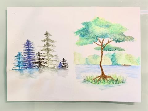 田米娜畫室 - 學生作品-色鉛筆+水彩