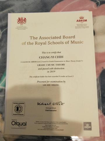 Classigirl Music ｜古典女孩音樂藝術  - 熱騰騰的證書來囉！
恭喜亦志英國皇家樂理檢定獲得98分特優