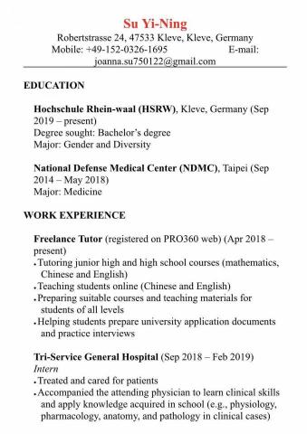 逸寧JOANNA專業英語服務 - Resume 逸寧JOANNA專業英語服務 - Resume