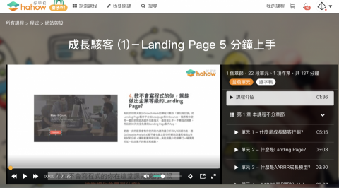 成長行銷工作室 - 知名線上課程平台Hahow開課講師
