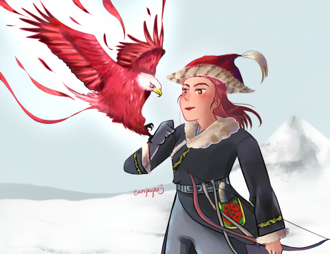 玉言 - 角色設計-蒙古射手&獵鷹