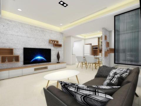 萬室新空間設計 - 客廳、電視牆簡約風設計