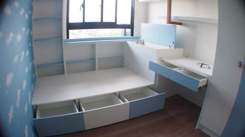 萬室新空間設計 - 小孩房系統櫃完工照。