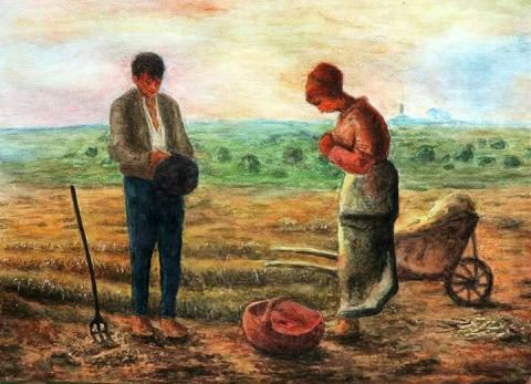 合一Daniel - 《晚禱仿畫》
四開 水彩