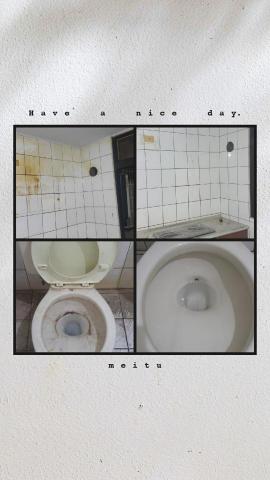 林佑昇 - 左邊黃色是原本抽油煙機位子的油垢 清潔完後 磁磚亮到會反光
