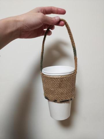 謙庭友善企業社 - 咖啡麻布袋設計&製作成的環保杯袋