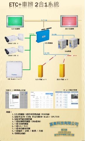 泉富電訊 - 1.ETC/車牌辨識雙系統
2.車位總量管制
3.紅綠燈控制
4.方向辨識
5.多門組控制