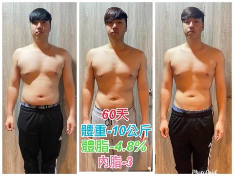 王維鈺 - 這是我的男學員，因為覺得自己一直變胖，所以都過朋友介紹找到我，我協助他在2個月瘦10公斤體脂-4.8%內脂-3，現在要開始增肌了。