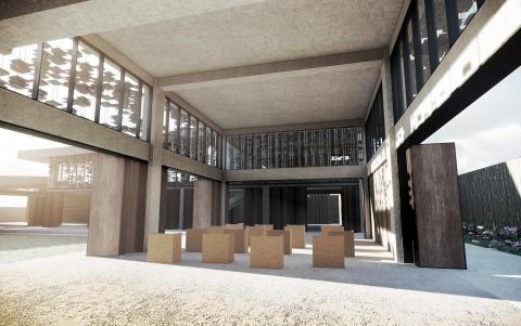 kai - 獨嶺幼兒園
在鄉村的幼兒園設計，立面設計由屋瓦經鋼索串連組成。