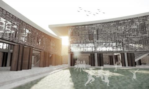 kai - 獨嶺幼兒園
在鄉村的幼兒園設計，立面設計由屋瓦經鋼索串連組成。