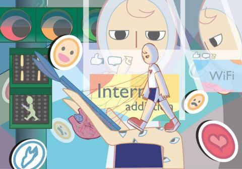 黃靖媛 - 大一上學期作品，主題是成癮。
題目:成癮