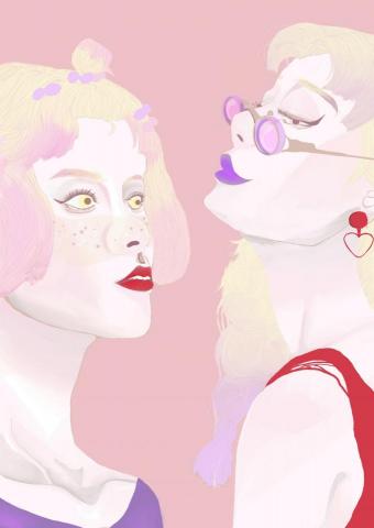 金 - 以真人照片來改製的插畫風格，使用在海報設計上相當引人注目。