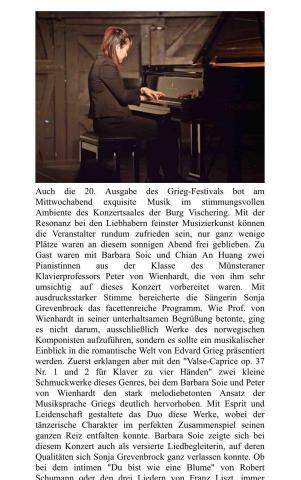 黃老師鋼琴園地 - 德國Auf Burg Vischering 葛利格音樂節 報導