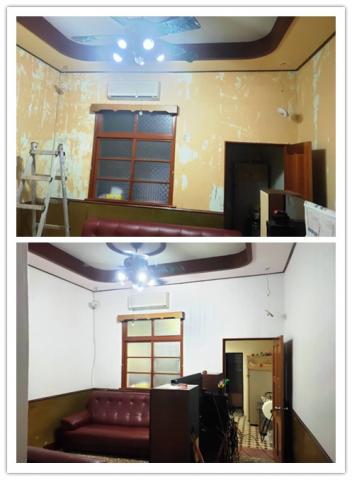 方圓裝潢行 - 位於高美的民宅，撕除舊的壁紙後直接施工換新。