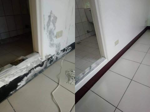 大勝工程行 - 浴室牆壁壁癌，防水處理施做前後照