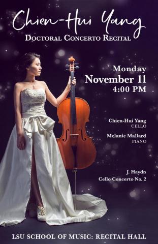 Ki Studio音樂工作室楊老師-大提琴/鋼琴 - Concerto Recital, Louisiana State University, USA. Ki Studio音樂工作室楊老師-大提琴/鋼琴 - Concerto Recital, Louisiana State University, USA.