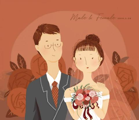 Hemi 禾米造型 - 喜帖設計
根據客人需求、特徵客製化似顏繪喜帖設計。