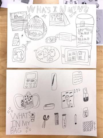 曹育禎 - 這是兩位小學二年級的一小時作品，一開始連專心上課都沒辦法，到一年後能夠乖乖坐在位子上專注的完成自己的作品。