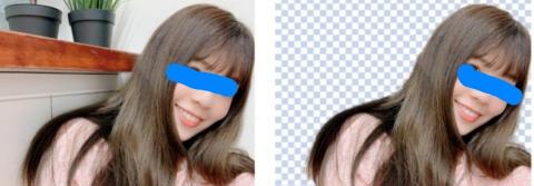 遇到瓶頸 - 去背如圖，透過色板去背的方式，連髮絲都能保留