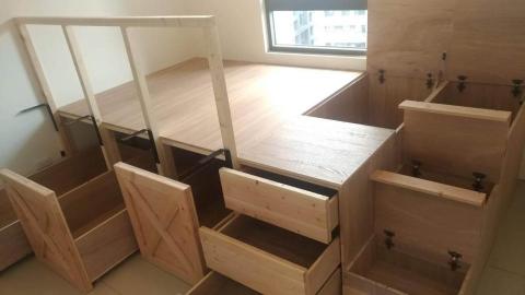 張程翔 - 收納式床架，讓客戶能充分利用床底下的空間。