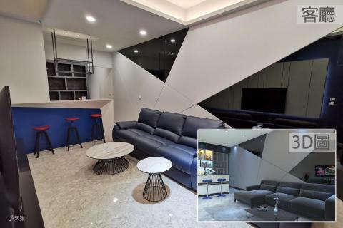 沃巢室內裝修設計有限公司 - 客廳，不規格烤漆玻璃搭配烤漆牆面，彰顯主人個性