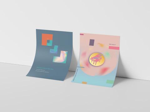 蕭婕于Lucy Hsiao - ｜音樂海報設計｜
①以Avicii-Without You這首歌的意境著手去設計的海報，曾經許下承諾的彼此，
在某一瞬間不再是互相的羈絆，而沒有了你的我，一樣能燦爛的活出我一個人
的生活。

②以唱片的概念去發想，鋼琴聲讓我令我感受的是悅耳的、舒服的，因此使用較
鈍的色彩去呈現海報，搭配一些色塊，為畫面整體增添一些樂趣。