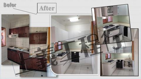 上義工程行 - 傳統一字型廚具改L型廚具.加大料理檯面.