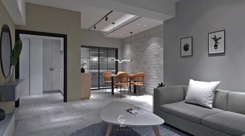 千作設計 - 位於基隆的中古屋，採北歐風格的住宅規劃，除放以金屬玻璃門區隔油煙，並保留穿透感。