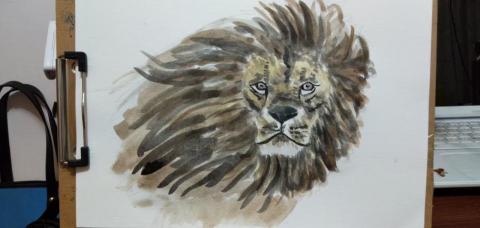 郭思宏 - 畫獅子水彩