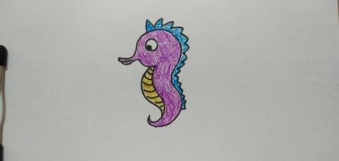 郭思宏 - 兒童畫教學.海馬.蠟筆上色