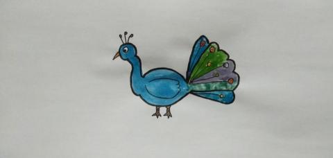 郭思宏 - 兒童畫教學.孔雀.水彩上色