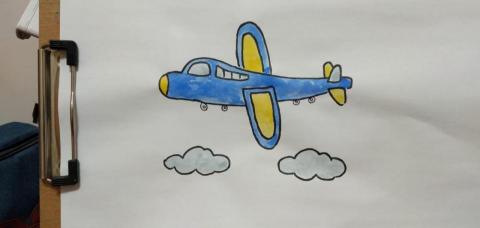 郭思宏 - 兒童畫教學.飛機.水彩上色