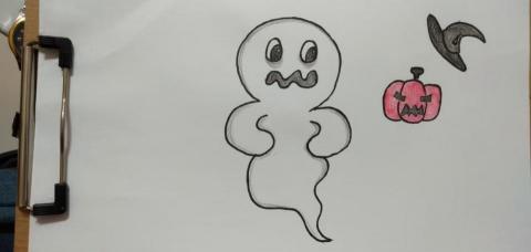 郭思宏 - 兒童畫教學.萬聖節幽靈.色鉛筆