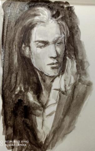 靈果繪畫工作室 - 單色水彩人像素描