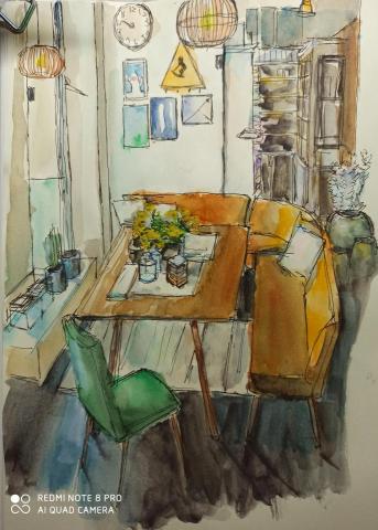 靈果繪畫工作室 - 中性筆淡彩速寫