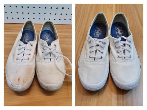YAS中和店-鞋包帽洗護中心（楷燕運動企業有限公司） - 帆布鞋泛黃洗護前後對比