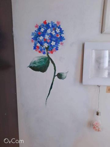 向瑪姬 - 牆面的繡球花