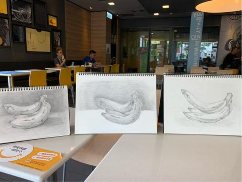 宇美術工作室 - 素描課上課示範與學生作品