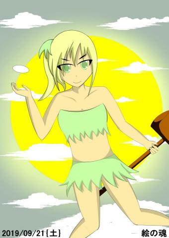 繪之魂 - 中秋節所繪製的圖-妖精也要搗麻糬