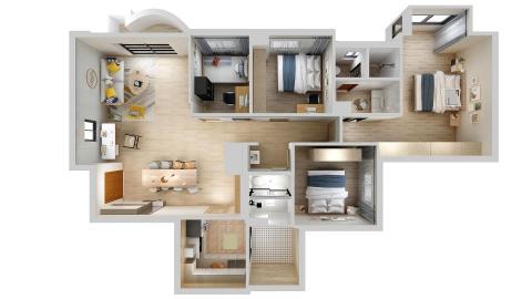 專業空間丈量 - 3D渲染圖-全屋俯視