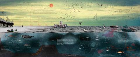 LSD - 替倫敦的建築新創公司繪製的風格化資訊圖面。將業主欲傳達的複雜資訊架構轉化成具有情緒渲染效果的氛圍圖，讓複雜資訊傳遞的過程得以更加簡單而深刻。