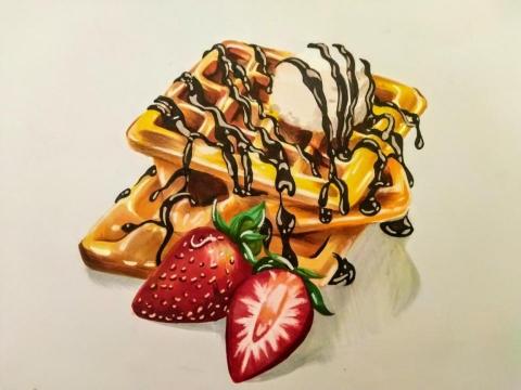 劉羽珊 - 甜點作品 麥克筆加色鉛