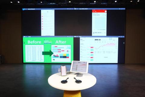 典典道具租借 - 智能會議系統 - 無線投屏
NT$ 3500
租金 : 3500
內容：主機x1、電源線x1、投屏按鈕x4、線材
說明：手機、平板、筆電設備，可同時投放到大螢幕
           可支援最多四畫面，省去繁雜的線路配置
備註：課程會議 / 多方會議 / 教育訓練 / 展覽活動 / 智能會議
     商品租借請洽業務窗口
公司電話： 0965-139663
         